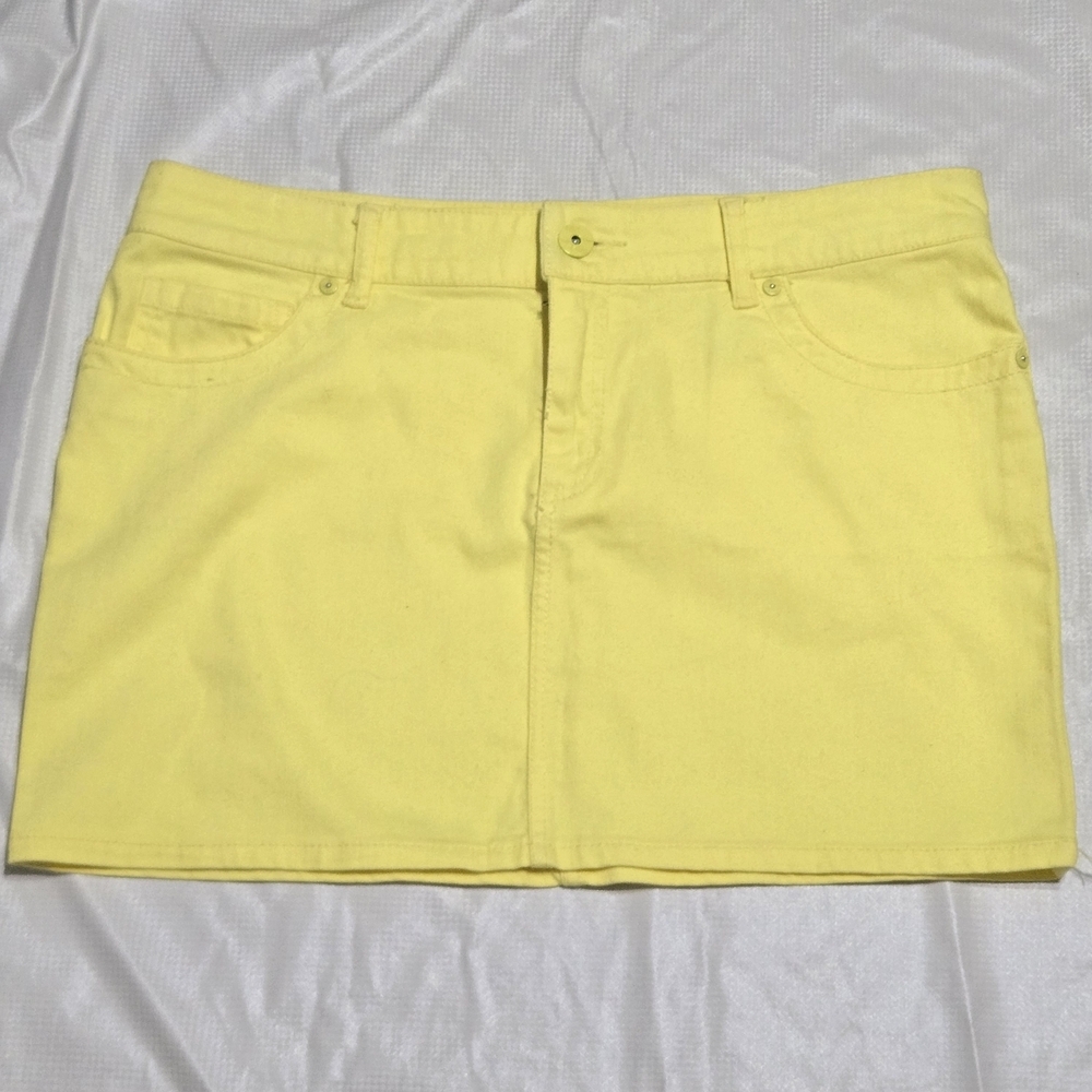 Twik By Simon Yellow Denim Mini Skirt US 11